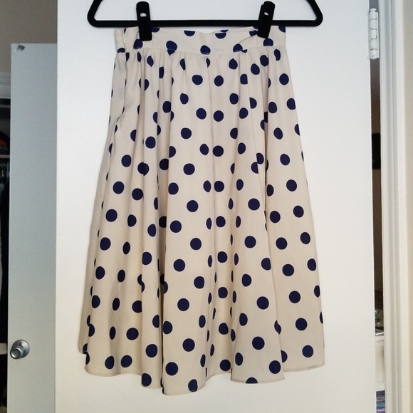 Ivory & Navy Polka Dot Skirt from Francescas - Picture 2 of 2